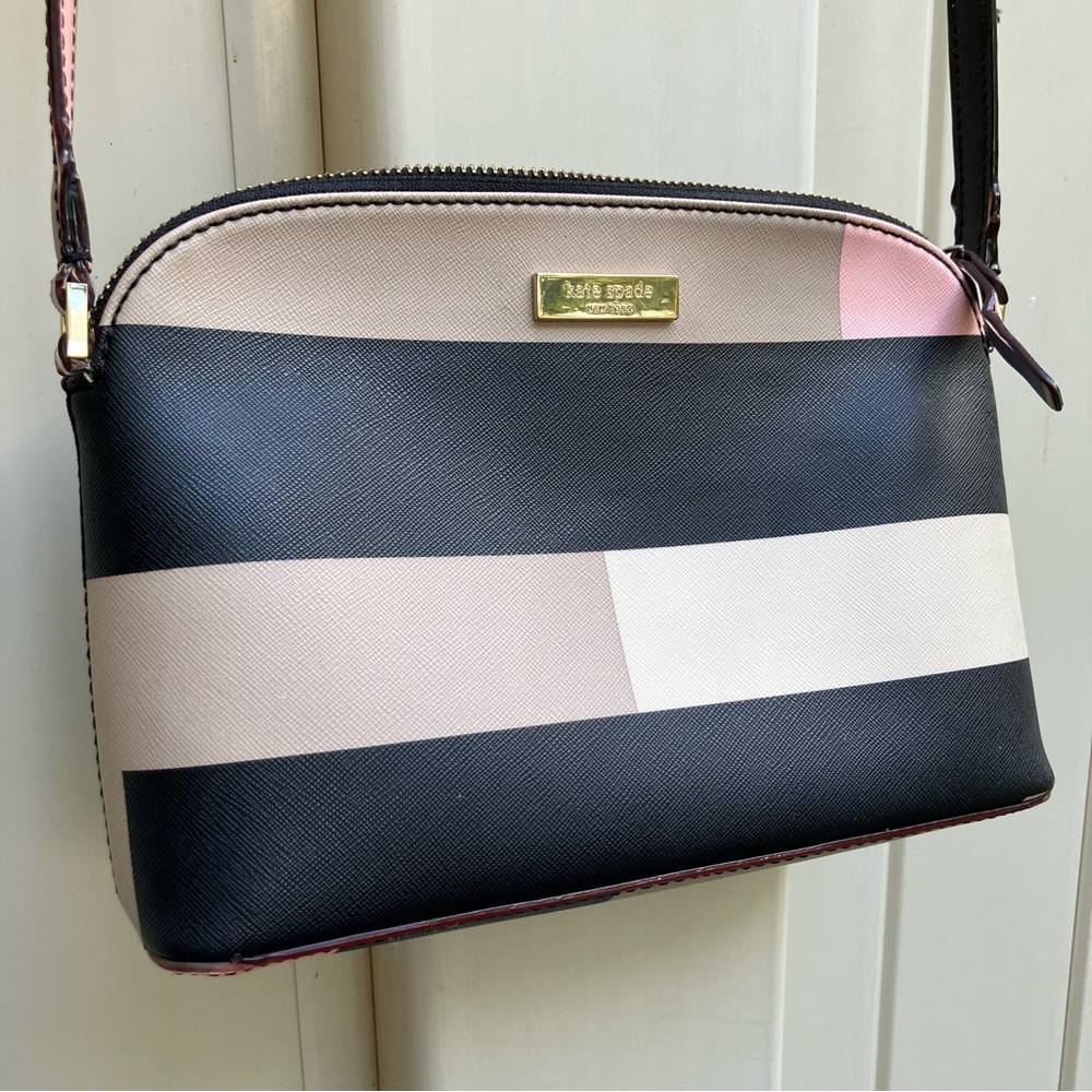 Kate Spade Colorblock crossbody tan cream black blue pink adjustable strap